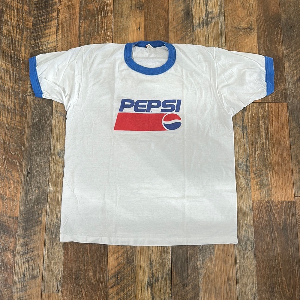 Vintage pepsi white ringer tshirt Sz XL